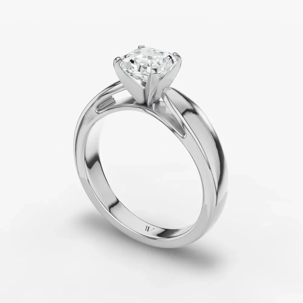 Certified 1 carat Lab Grown Diamond Asscher Cut Solitaire, Cathedral Engagement Ring in 14K White Gold-Arlo