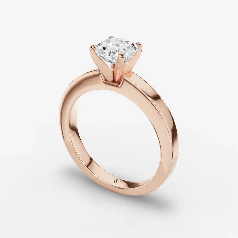 Certified 1 carat Lab Grown Diamond Asscher Cut Solitaire, Classic, Simple Engagement Ring in 14K Rose Gold-Elun