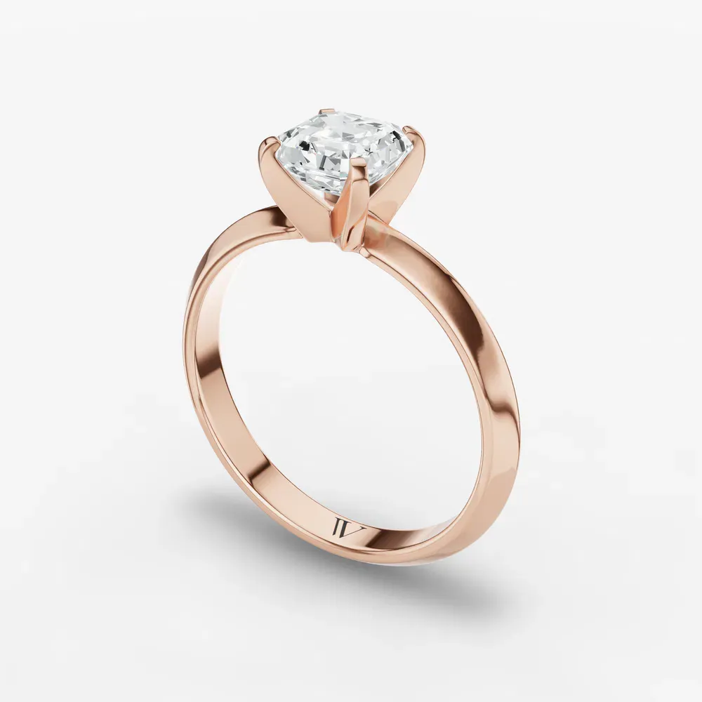 Certified 1 carat Lab Grown Diamond Asscher Cut Solitaire, Classic, Simple Engagement Ring in 14K Rose Gold-Marshi
