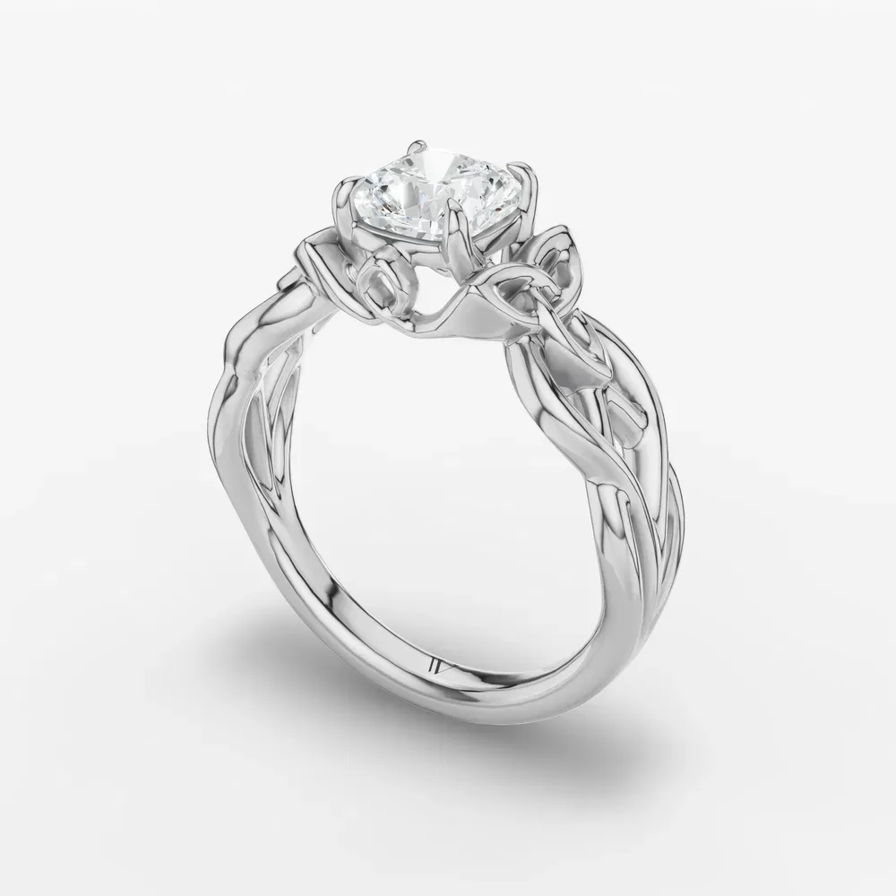 Certified 1 carat Lab Grown Diamond Cushion Cut Solitaire, Split Shank, Vintage Engagement Ring in 14K White Gold-Kaelin