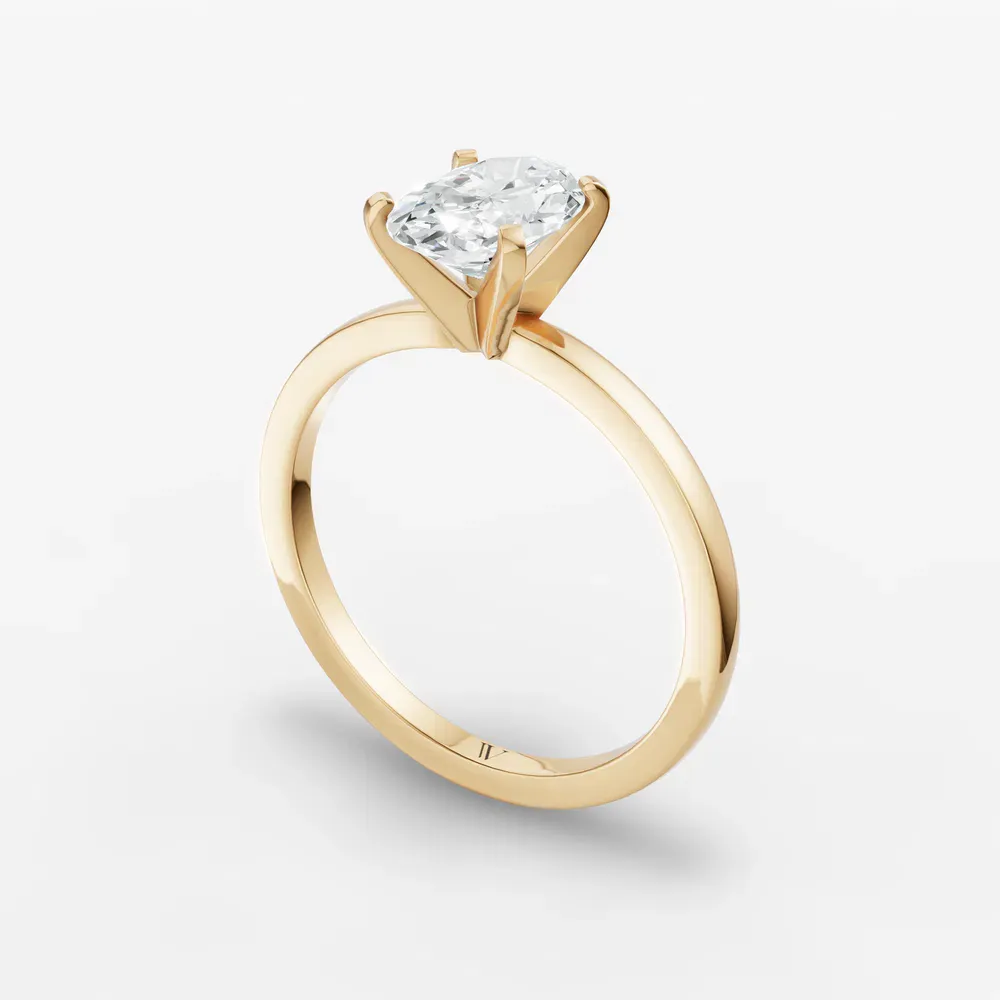 Certified 1 carat Lab Grown Diamond Oval Cut Solitaire, Classic, Simple Engagement Ring in 14K Yellow Gold-Cara