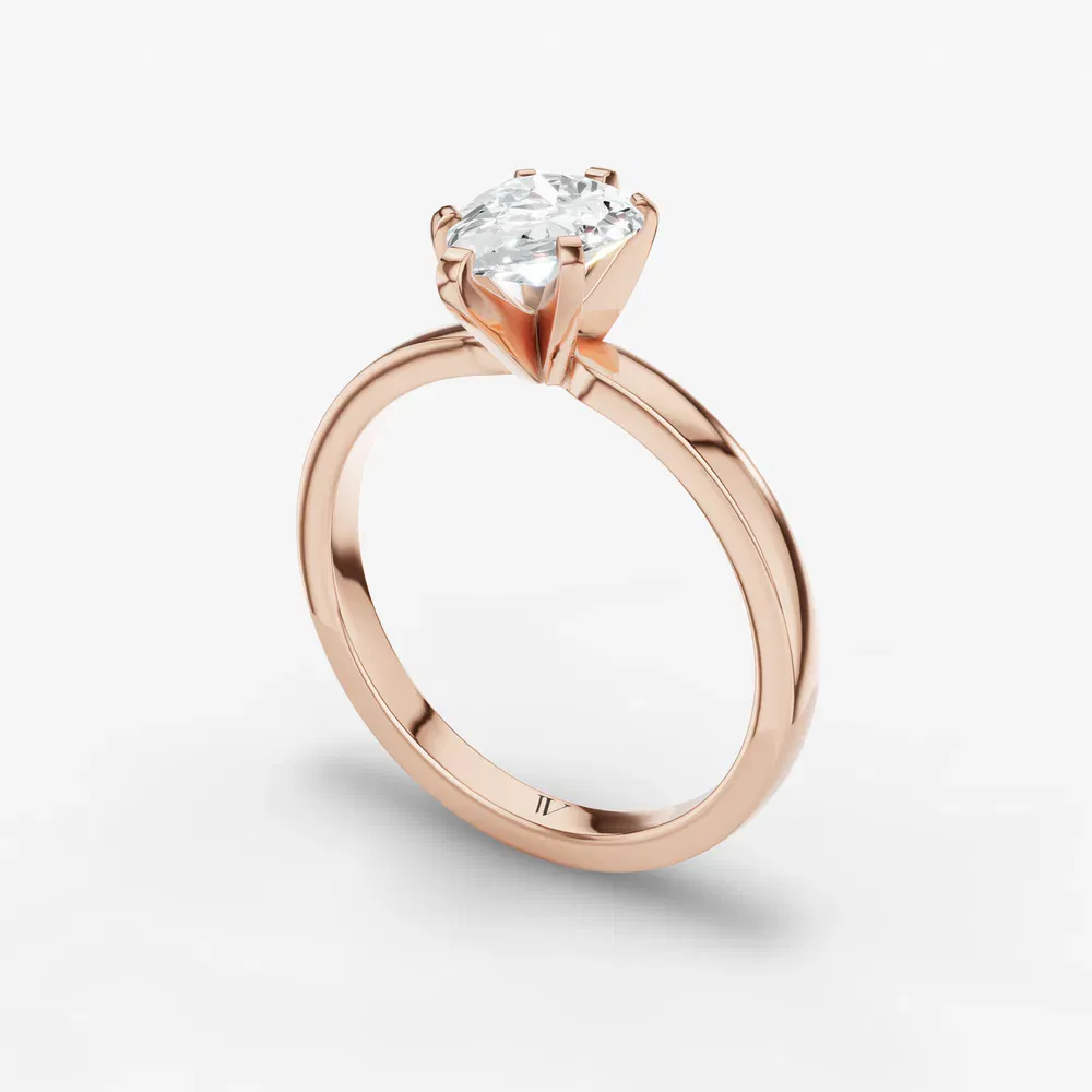 Certified 1 carat Lab Grown Diamond Pear Cut Solitaire, Classic, Simple Engagement Ring in 14K Rose Gold-Ocea