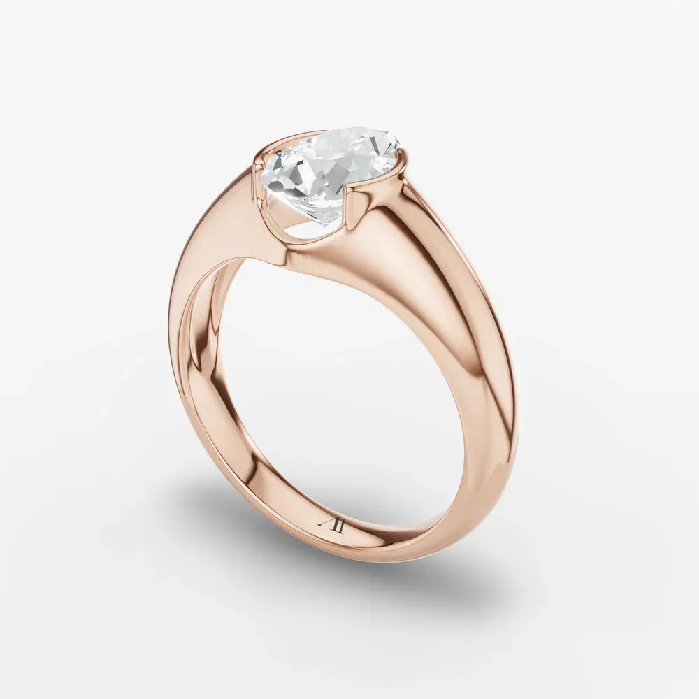 Certified 1 carat Lab Grown Diamond Pear Cut Solitaire, Bezel, East-West Engagement Ring in 18K Rose Gold-Elen