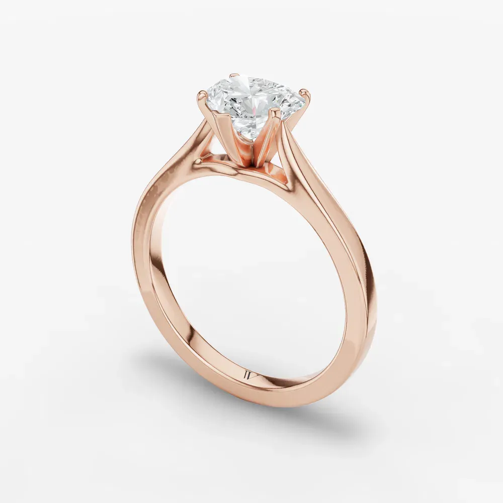 Certified 1 carat Lab Grown Diamond Heart Cut Solitaire, Cathedral Engagement Ring in 14K Rose Gold-Saga