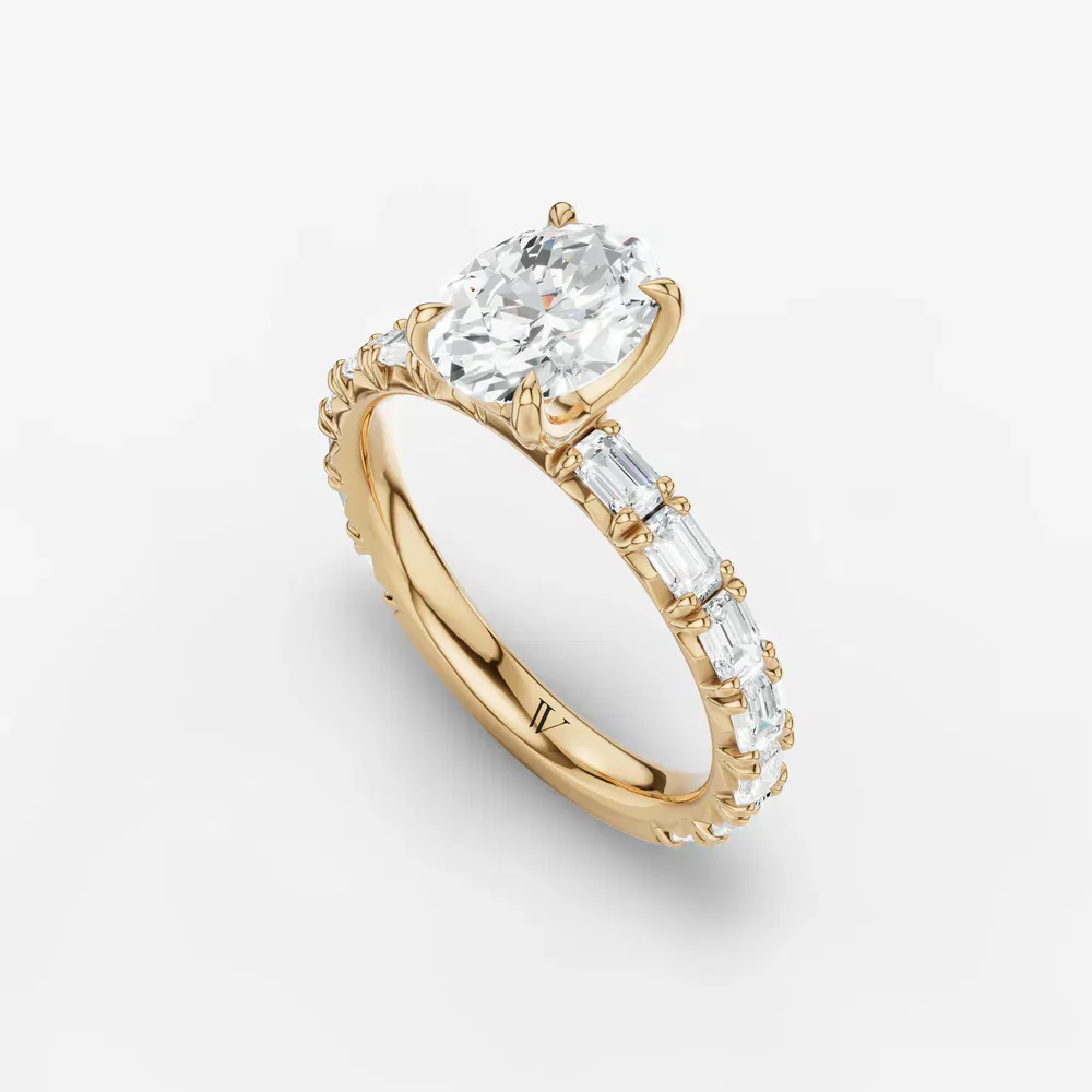 Certified 1 carat Lab Grown Diamond Oval Cut Pavé, Classic, Simple Engagement Ring in 14K Yellow Gold-Jocelyn