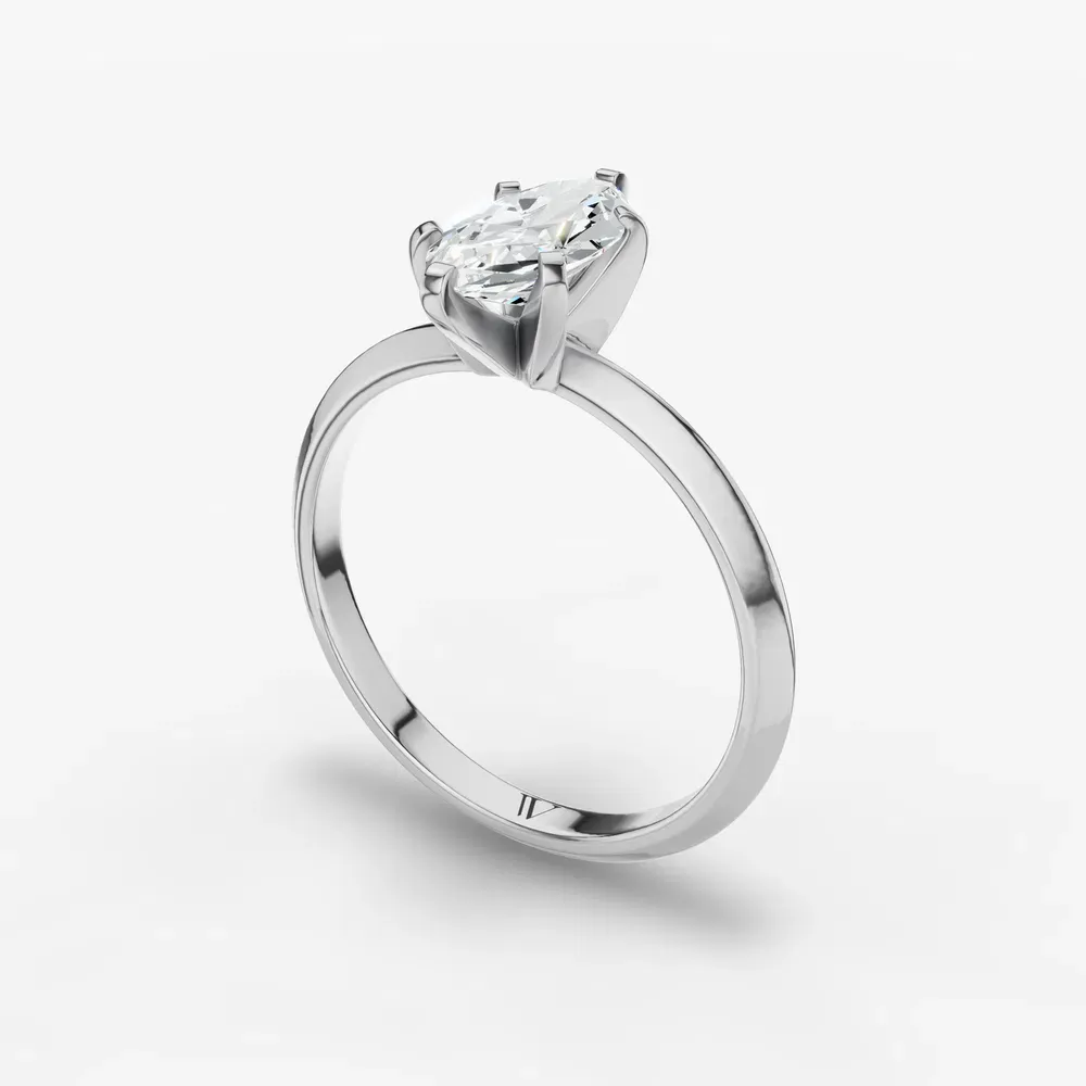 Certified 1 carat Lab Grown Diamond Marquise Cut Solitaire, Classic, Simple Engagement Ring in 14K White Gold-Sylun