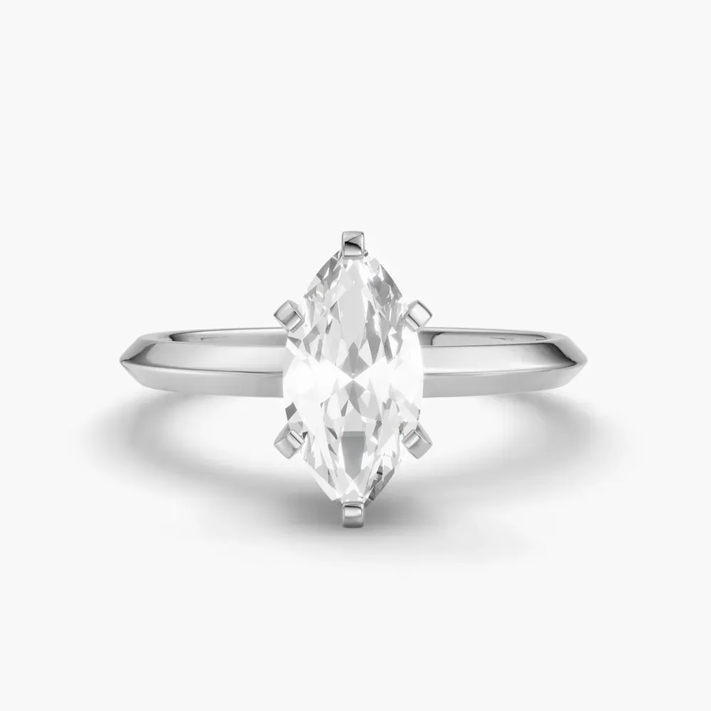 Certified 1 carat Lab Grown Diamond Marquise Cut Solitaire, Classic, Simple Engagement Ring in 14K White Gold-Sylun