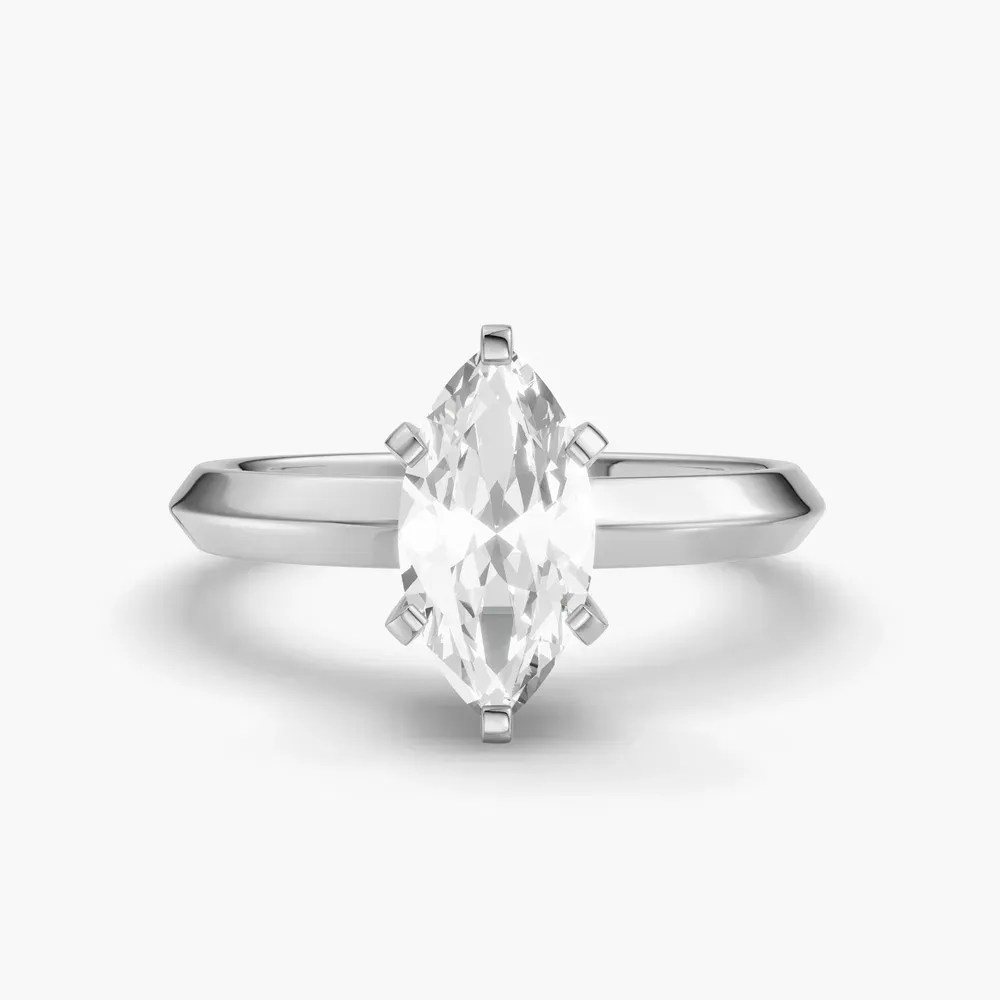 Certified 1 carat Lab Grown Diamond Marquise Cut Solitaire, Classic, Simple Engagement Ring in 14K White Gold-Marshi