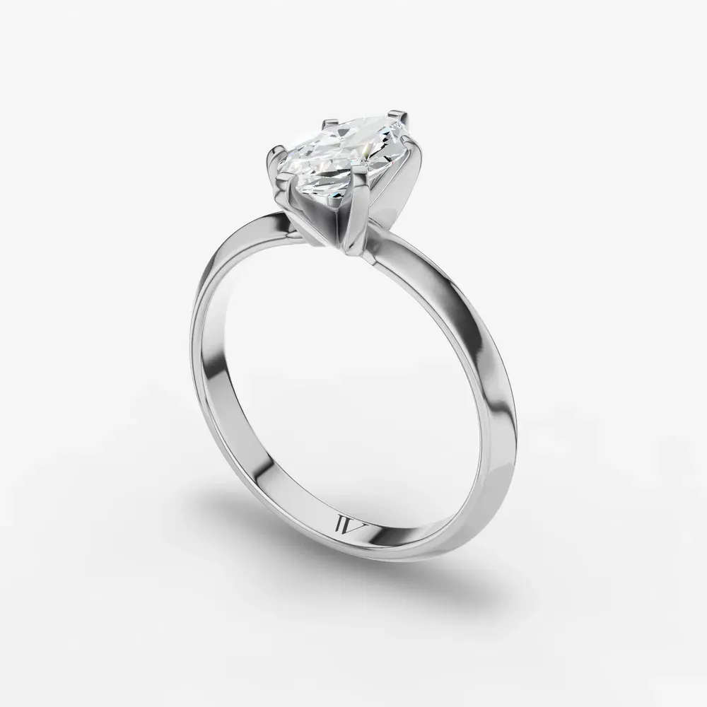 Certified 1 carat Lab Grown Diamond Marquise Cut Solitaire, Classic, Simple Engagement Ring in 14K White Gold-Marshi