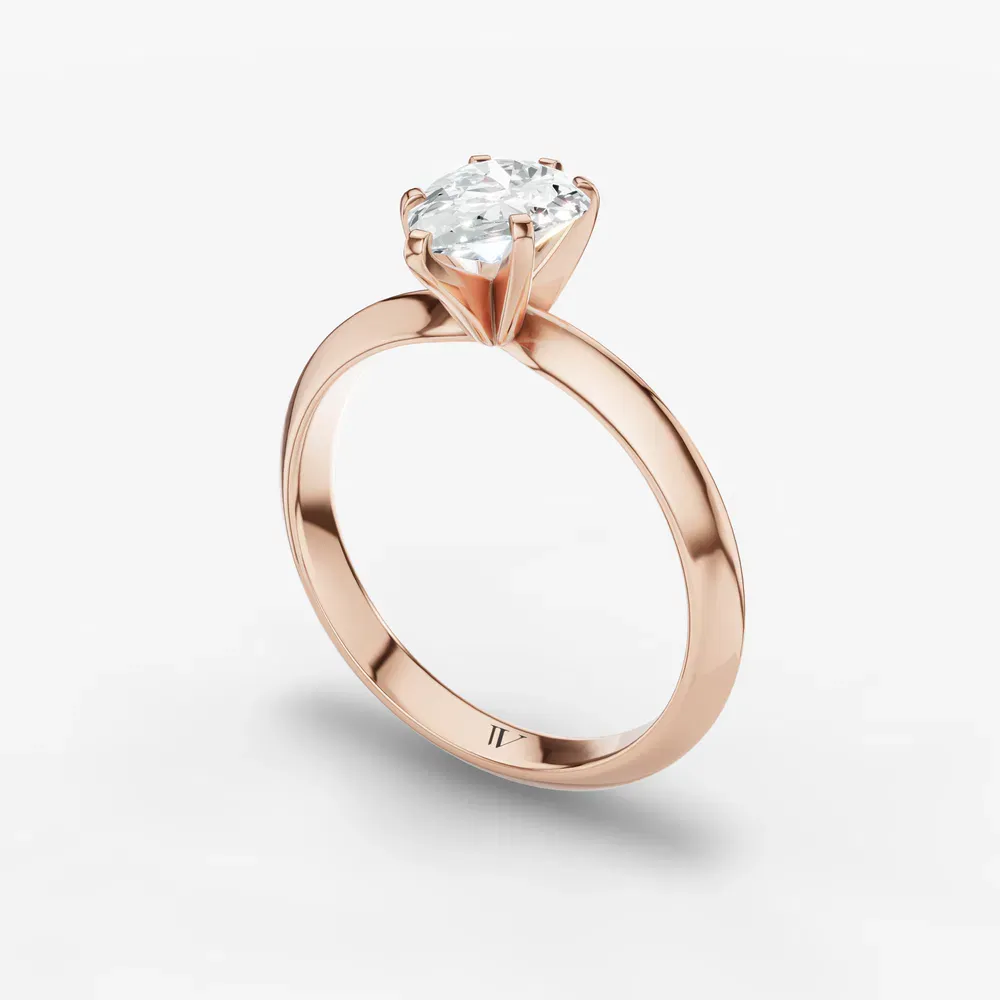 Certified 1 carat Lab Grown Diamond Pear Cut Solitaire, Classic, Simple Engagement Ring in 14K Rose Gold-Aurori