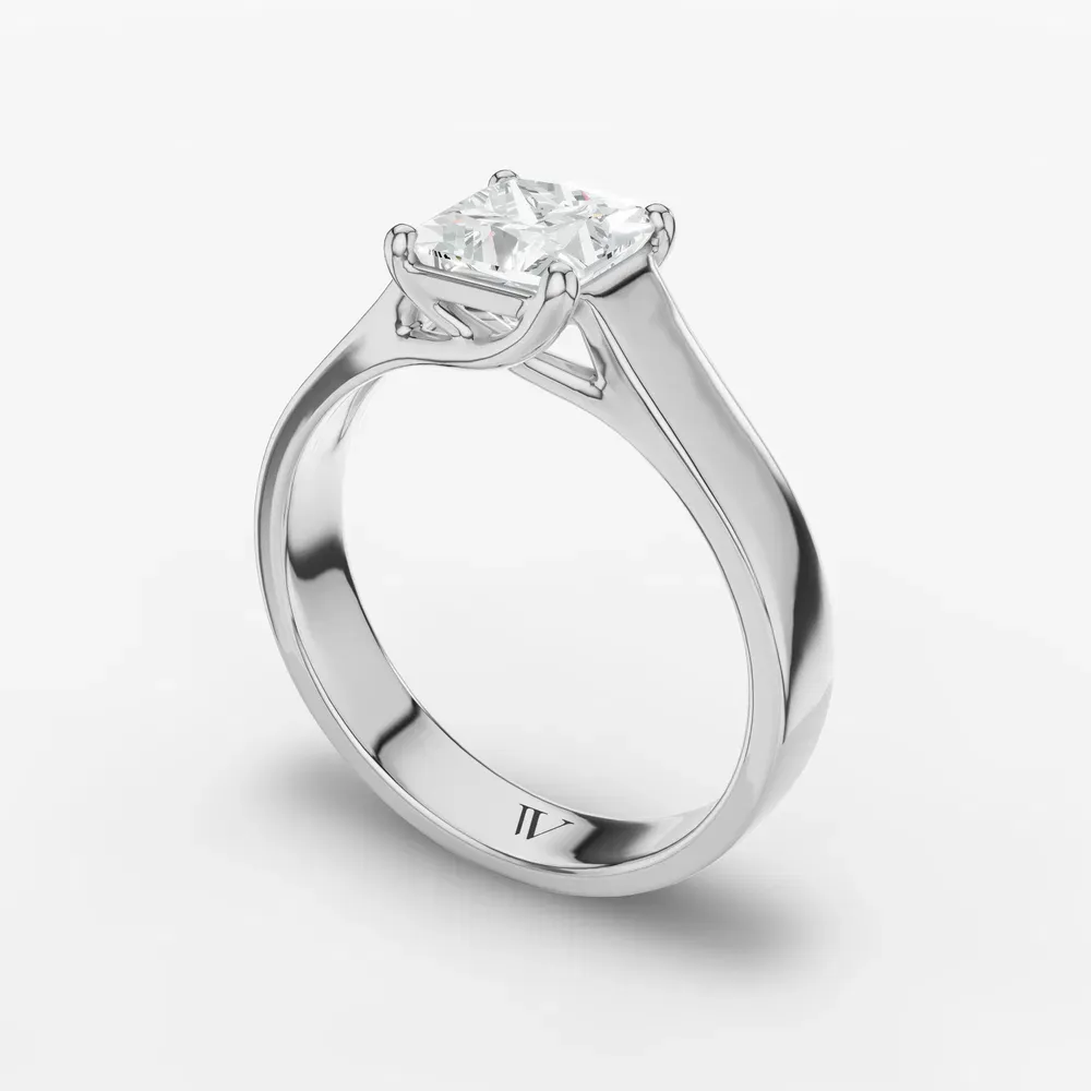 Certified 1 carat Lab Grown Diamond Princess Cut Solitaire, Cathedral Engagement Ring in Platinum-Grion