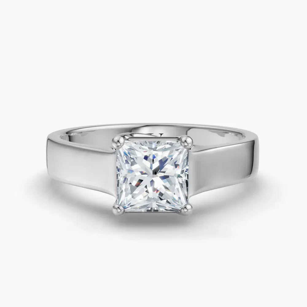 Certified 1 carat Lab Grown Diamond Princess Cut Solitaire, Cathedral Engagement Ring in Platinum-Grion