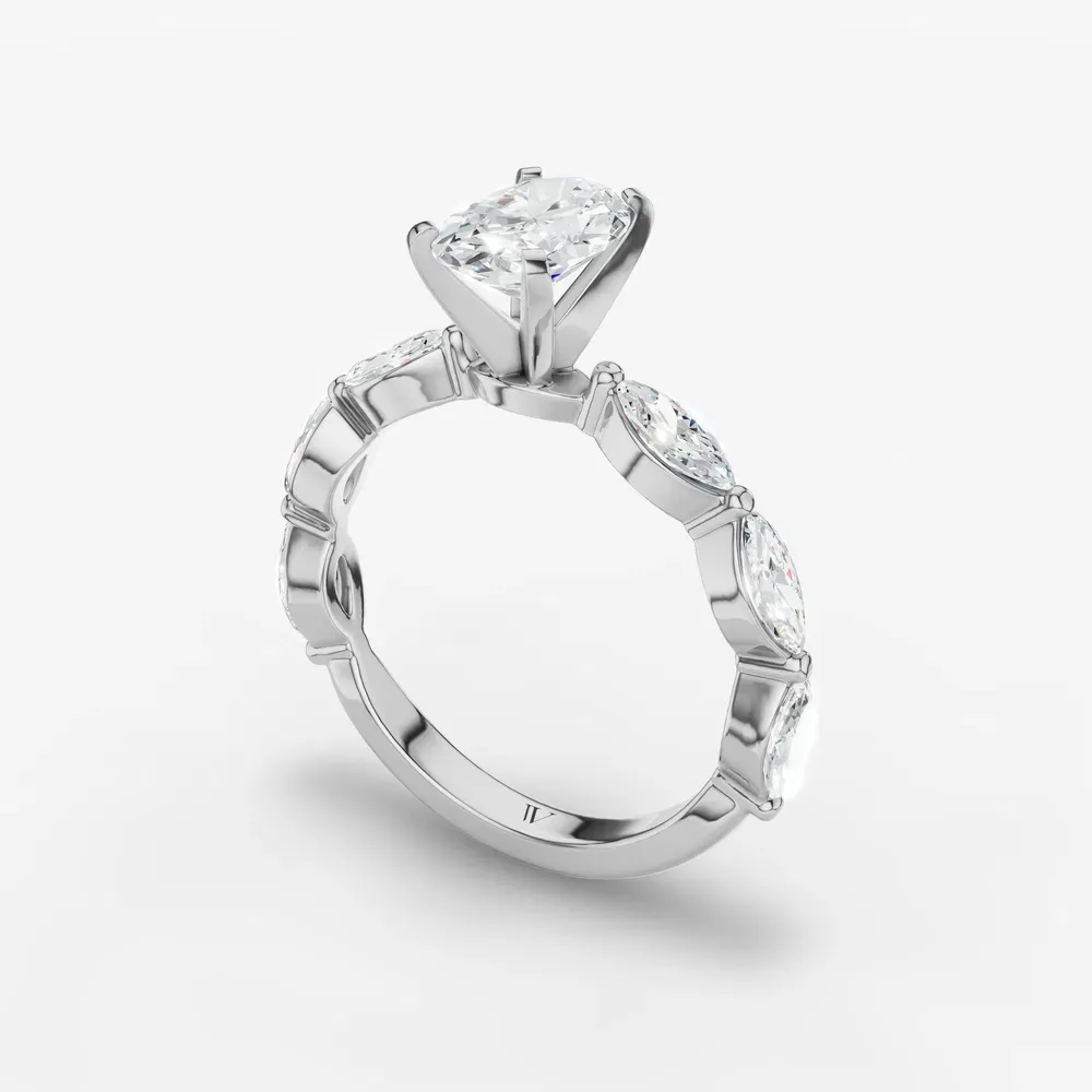 Certified 1 carat Lab Grown Diamond Oval Cut Side Stone Engagement Ring in Platinum-Trind