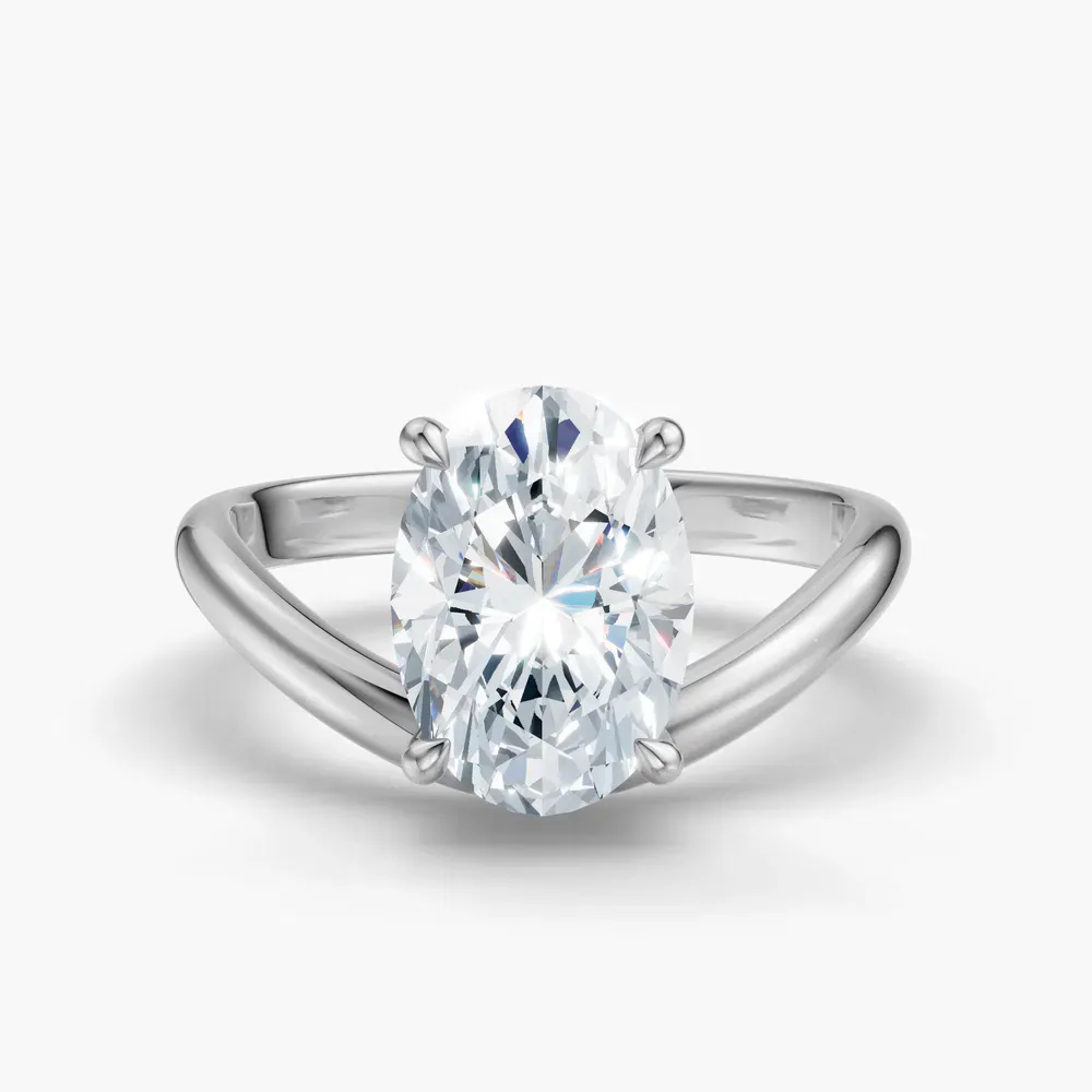 Certified 1 carat Lab Grown Diamond Oval Cut Solitaire, Floating Engagement Ring in Platinum-Thal