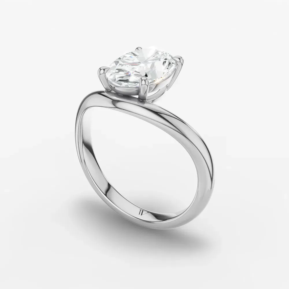 Certified 1 carat Lab Grown Diamond Oval Cut Solitaire, Floating Engagement Ring in Platinum-Thal