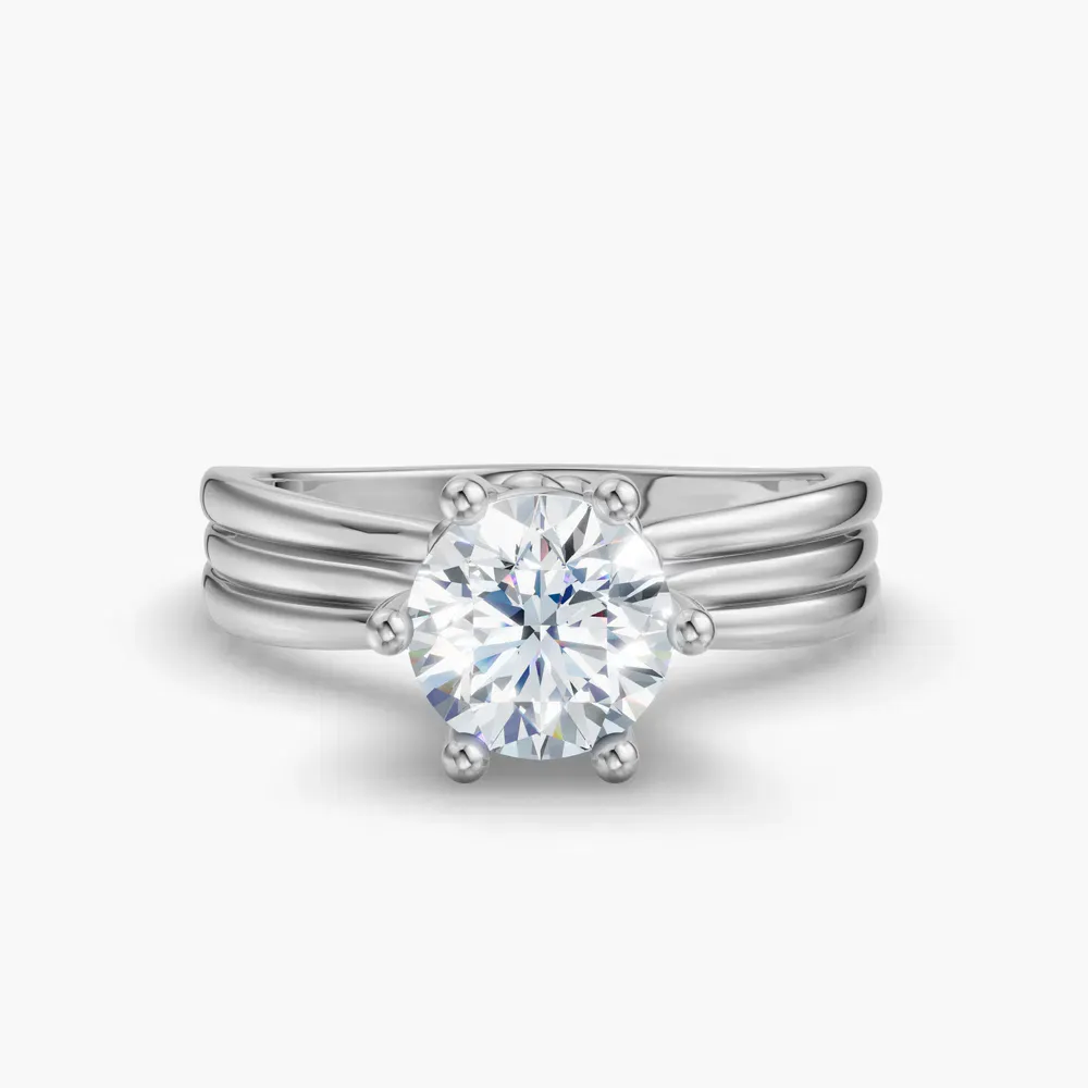 Certified 1 carat Lab Grown Diamond Round Cut Solitaire, Floating, Six Prong Engagement Ring in Platinum-Celest