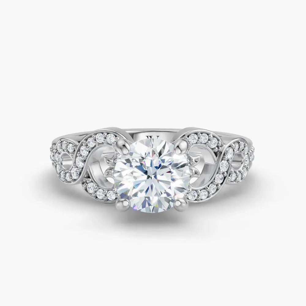 Certified 1 carat Lab Grown Diamond Round Cut Split Shank, Infinity, Twist Engagement Ring in Platinum-Bexoli