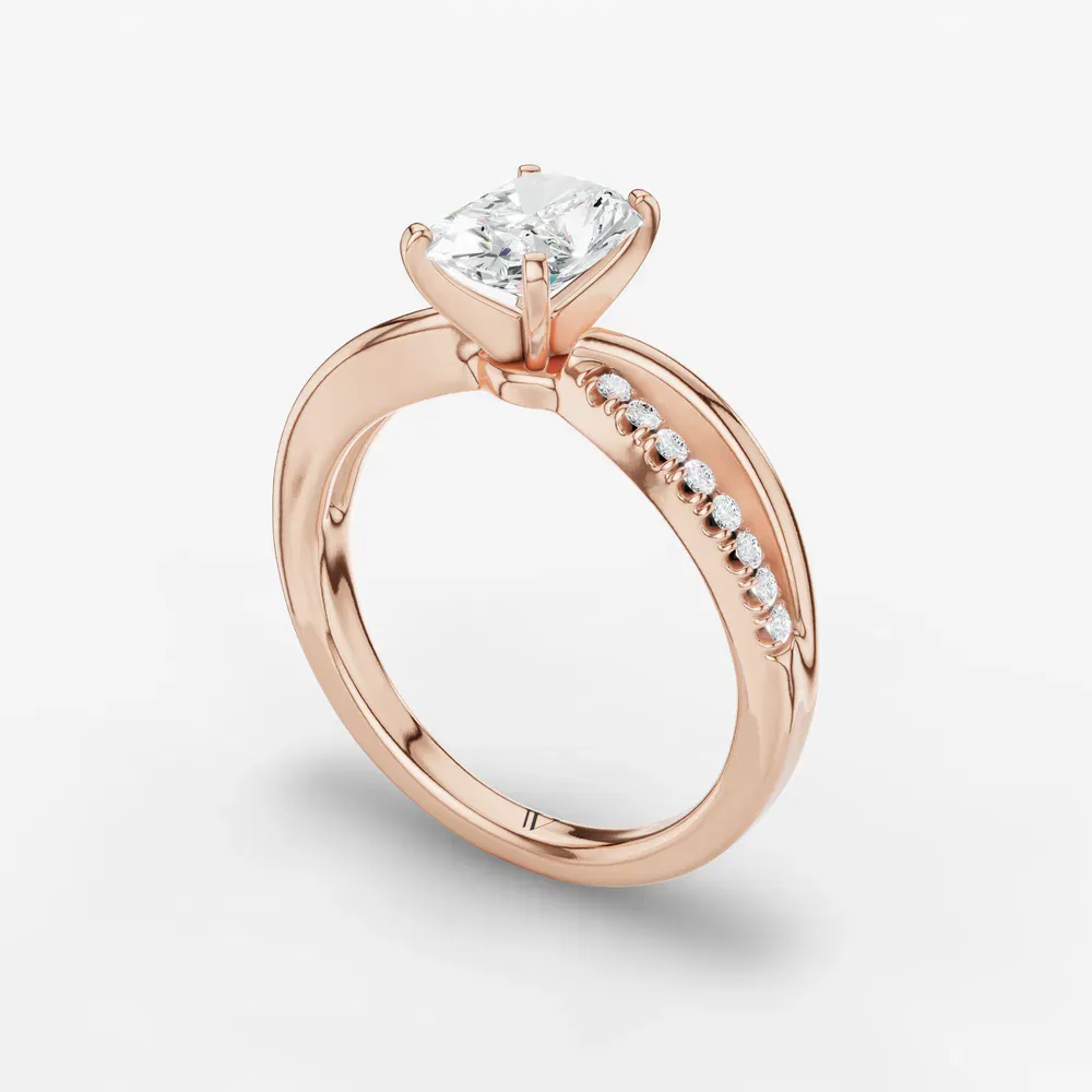 Certified 1 carat Lab Grown Diamond Radiant Cut Pavé, Split Shank Engagement Ring in 14K Rose Gold-Polaris