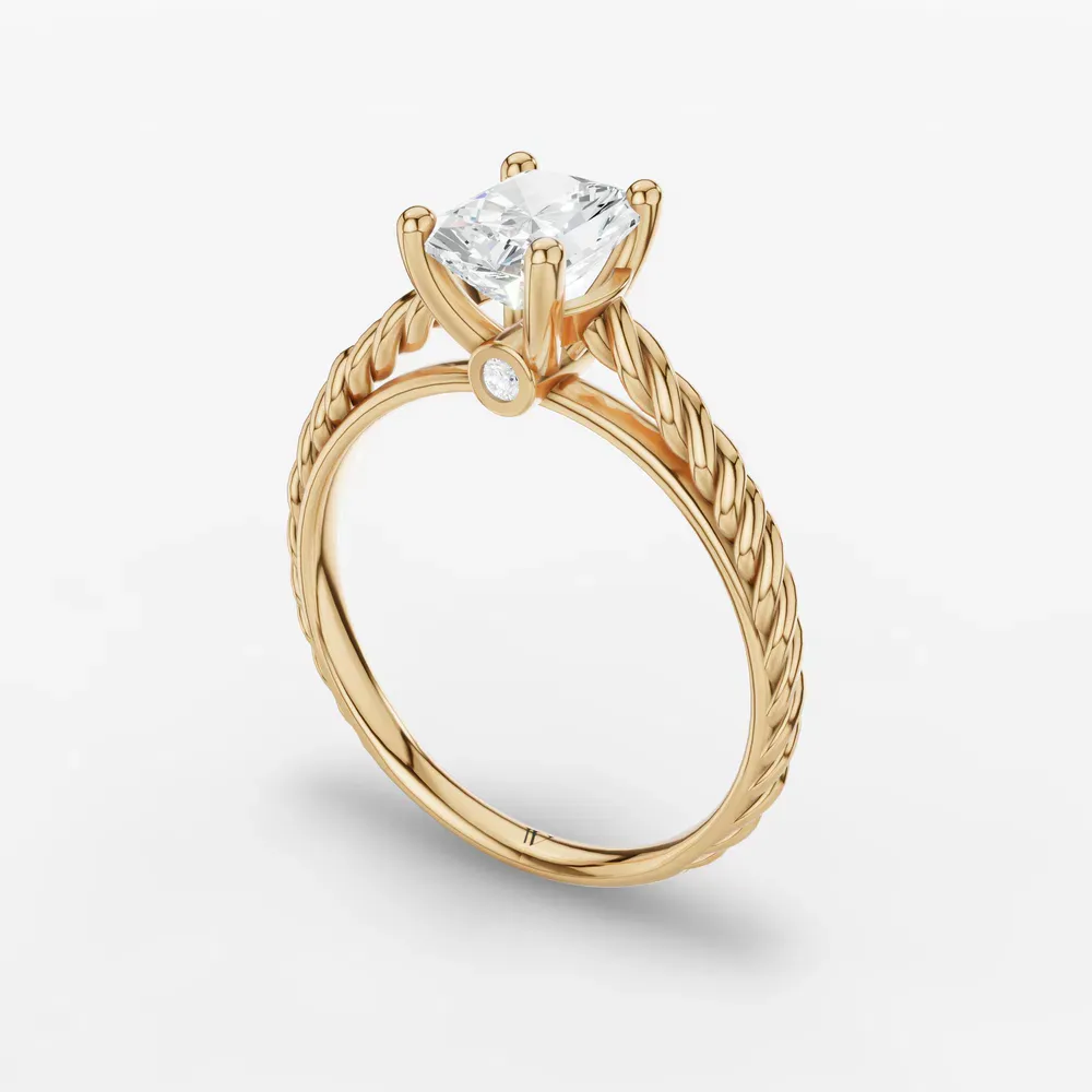 Certified 1 carat Lab Grown Diamond Radiant Cut Solitaire, Vintage, Cathedral Engagement Ring in 14K Yellow Gold-Voss