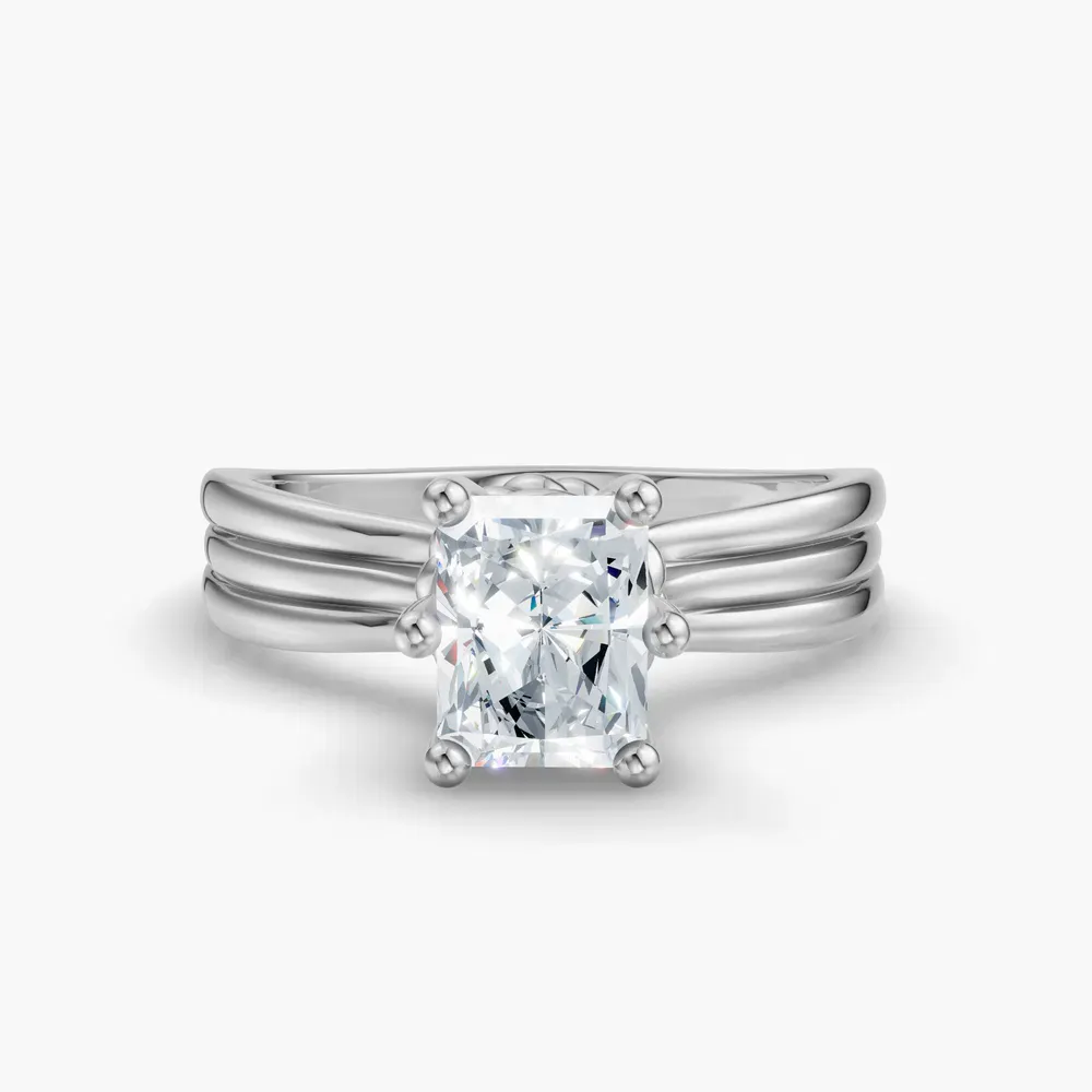 Certified 1 carat Lab Grown Diamond Radiant Cut Solitaire, Floating Engagement Ring in 14K White Gold-Celest