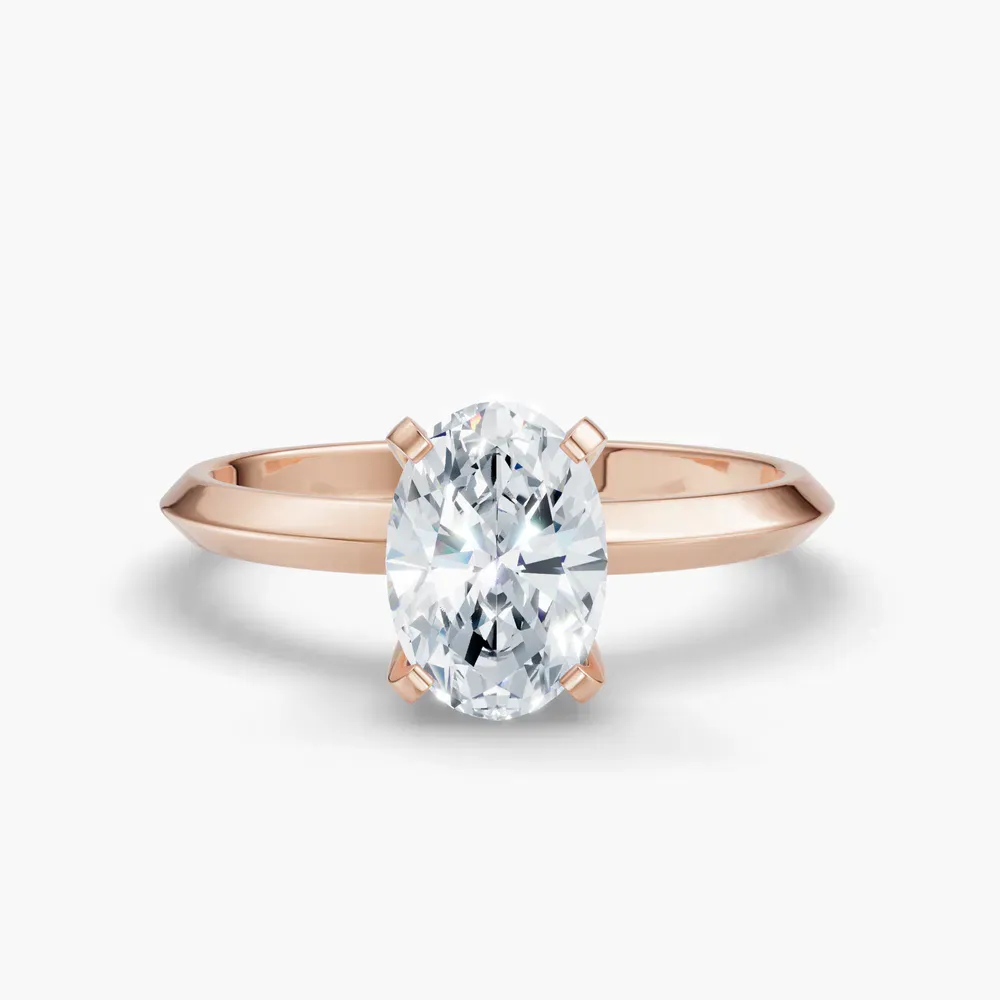 Certified 1 carat Lab Grown Diamond Oval Cut Solitaire, Classic, Simple Engagement Ring in 14K Rose Gold-Sylun