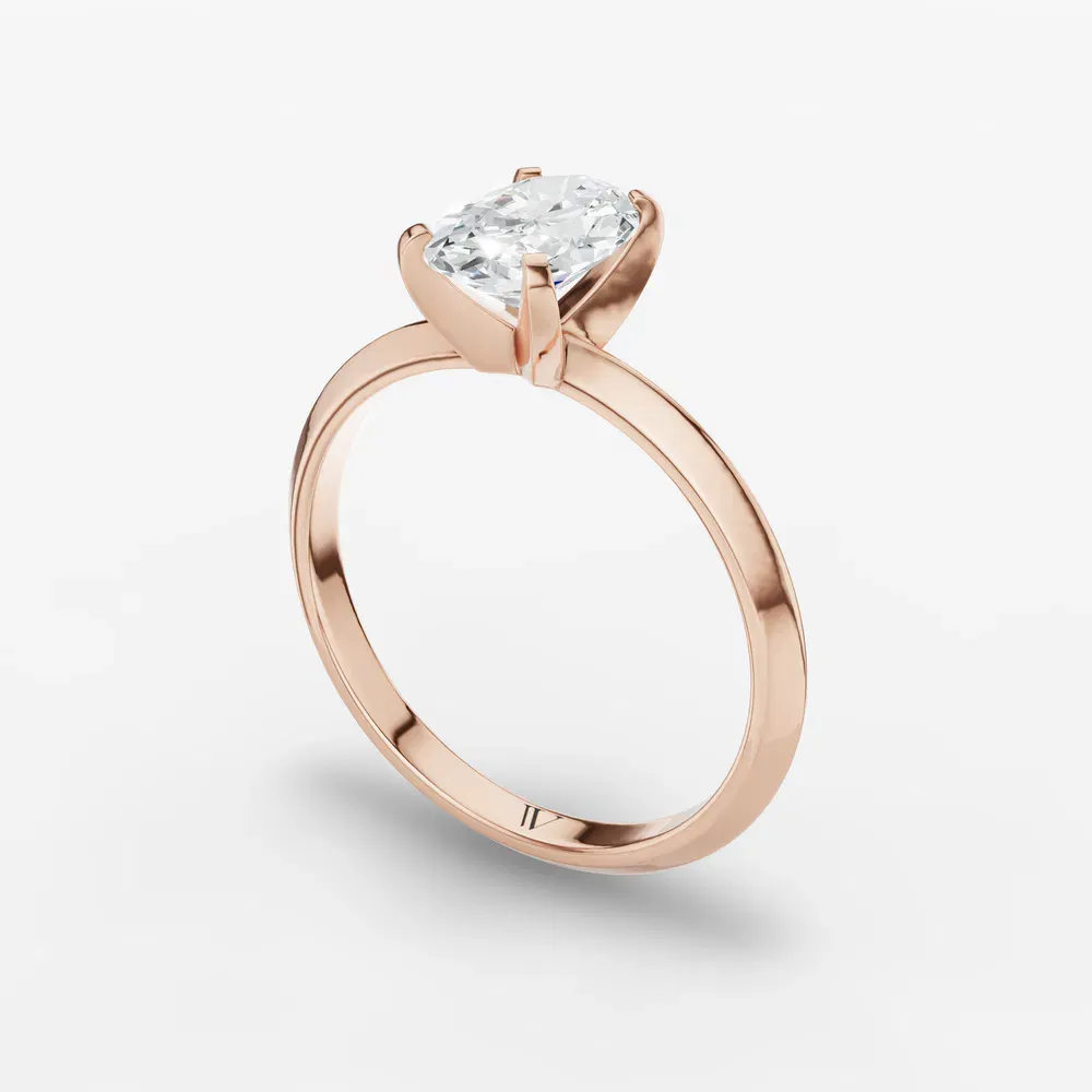Certified 1 carat Lab Grown Diamond Oval Cut Solitaire, Classic, Simple Engagement Ring in 14K Rose Gold-Sylun