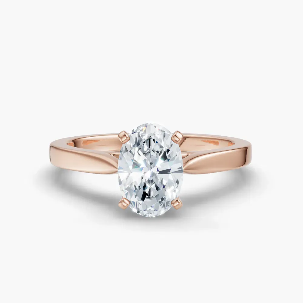 Certified 1 carat Lab Grown Diamond Oval Cut Solitaire, Cathedral Engagement Ring in 18K Rose Gold-Saga