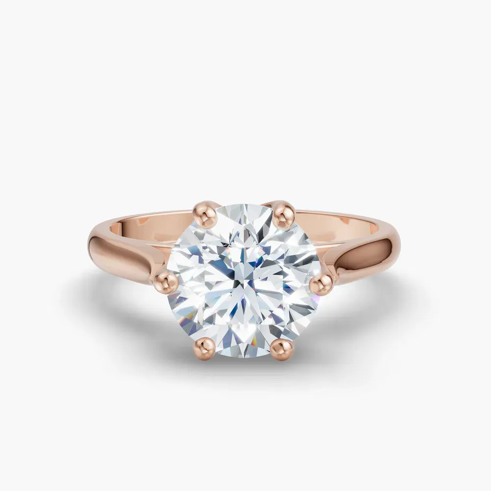 Certified 1 carat Lab Grown Diamond Round Cut Solitaire, Vintage, Cathedral Engagement Ring in 14K Rose Gold-Nova