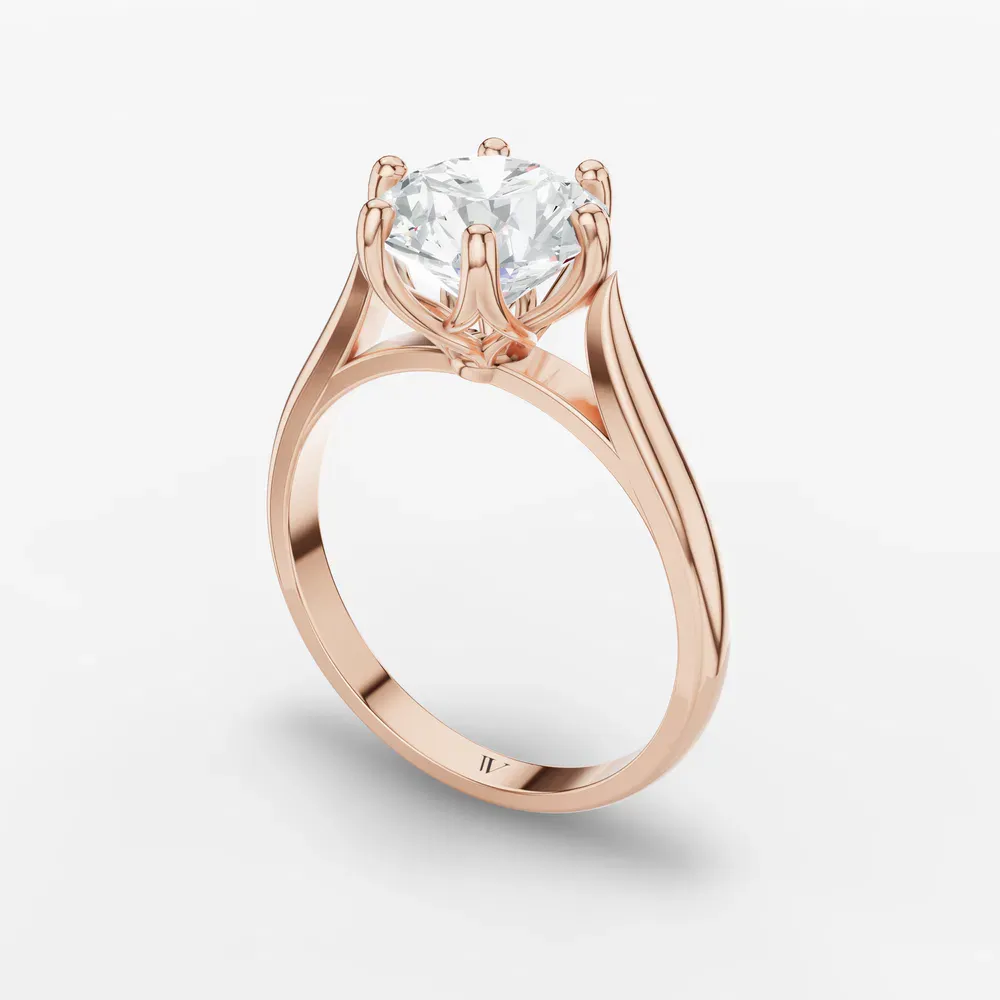 Certified 1 carat Lab Grown Diamond Round Cut Solitaire, Vintage, Cathedral Engagement Ring in 14K Rose Gold-Nova