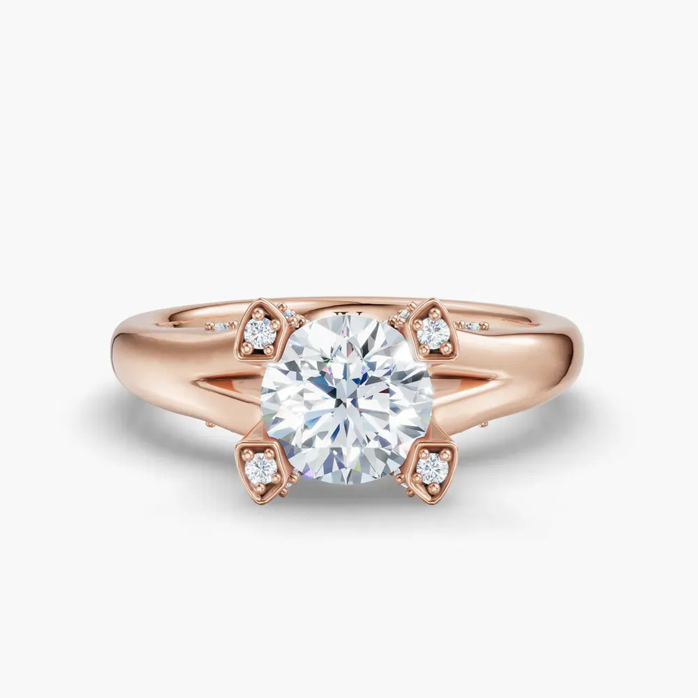 Certified 1 carat Lab Grown Diamond Round Cut Split Shank, Floating, Modern Engagement Ring in 14K Rose Gold-Keryn
