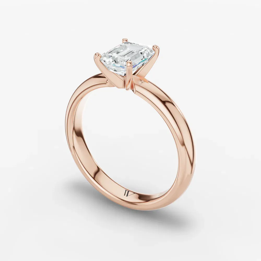 Certified 1 carat Lab Grown Diamond Emerald Cut Solitaire, Classic, Simple Engagement Ring in 14K Rose Gold-Sorrq