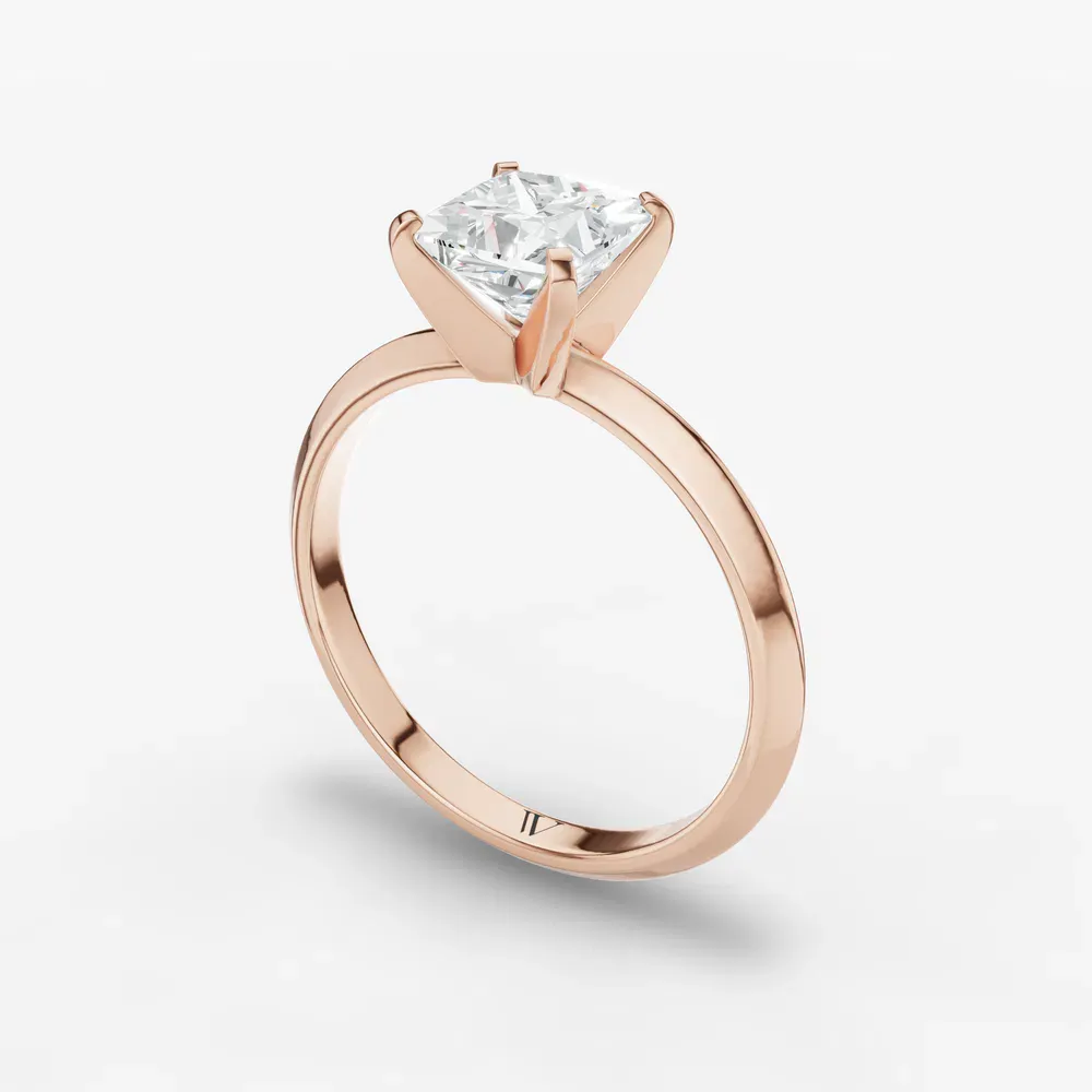 Certified 1 carat Lab Grown Diamond Princess Cut Solitaire, Classic, Simple Engagement Ring in 14K Rose Gold-Sylun