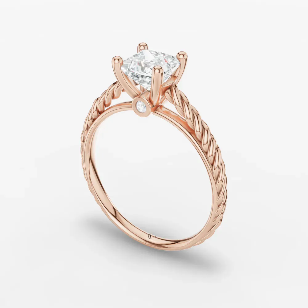 Certified 1 carat Lab Grown Diamond Princess Cut Solitaire, Vintage, Cathedral Engagement Ring in 14K Rose Gold-Voss