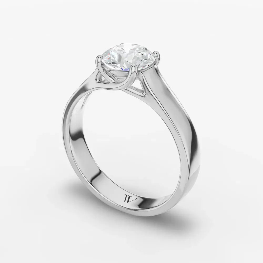 Certified 1 carat Lab Grown Diamond Round Cut Solitaire, Cathedral, Four Prong Engagement Ring in 18K White Gold-Grion