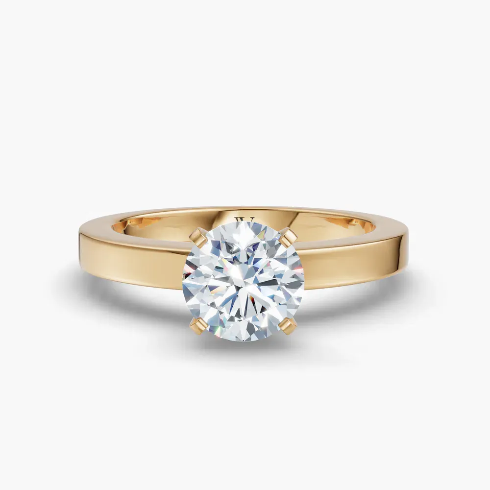 Certified 1 carat Lab Grown Diamond Round Cut Solitaire, Classic, Simple Engagement Ring in 18K Yellow Gold-Elun