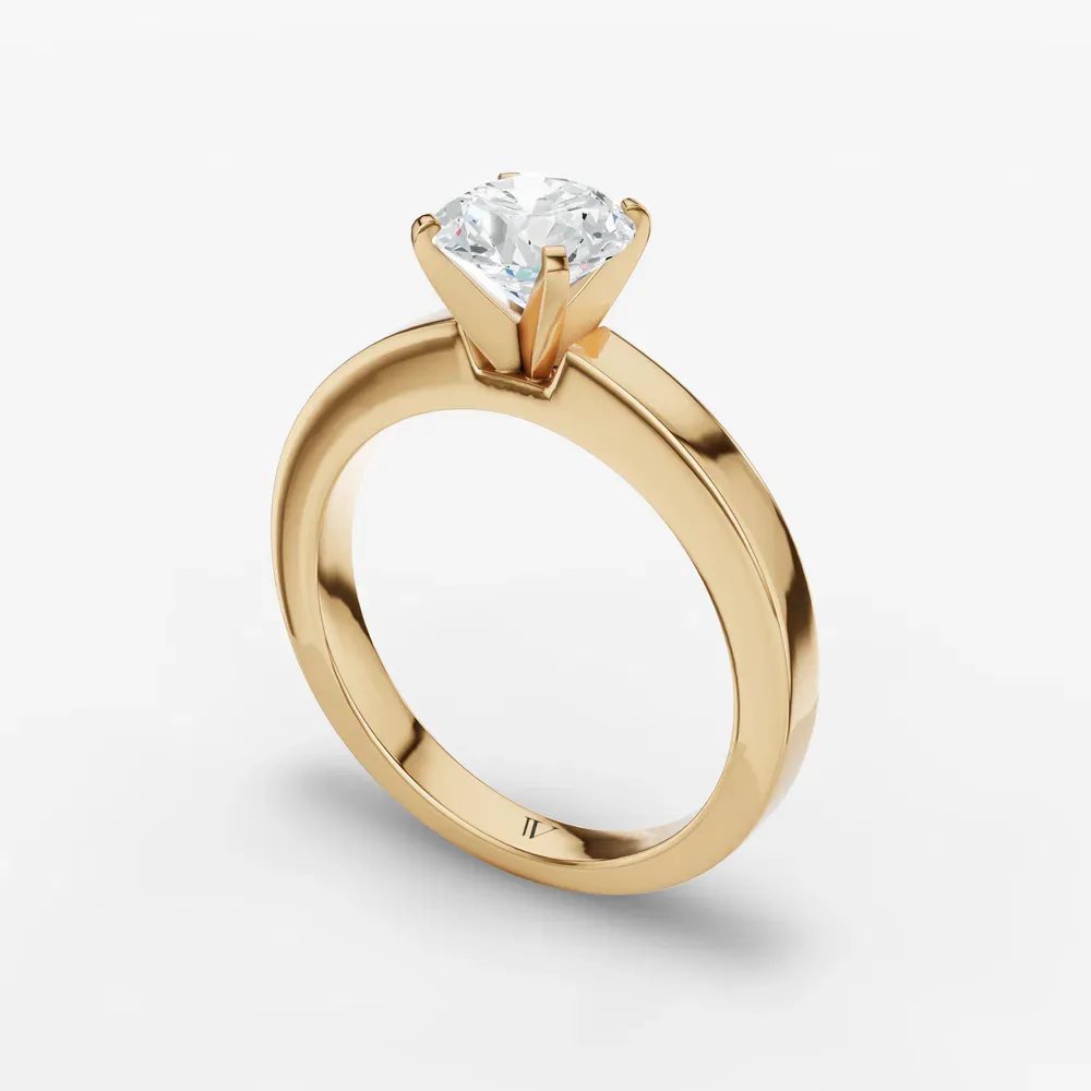 Certified 1 carat Lab Grown Diamond Round Cut Solitaire, Classic, Simple Engagement Ring in 18K Yellow Gold-Elun