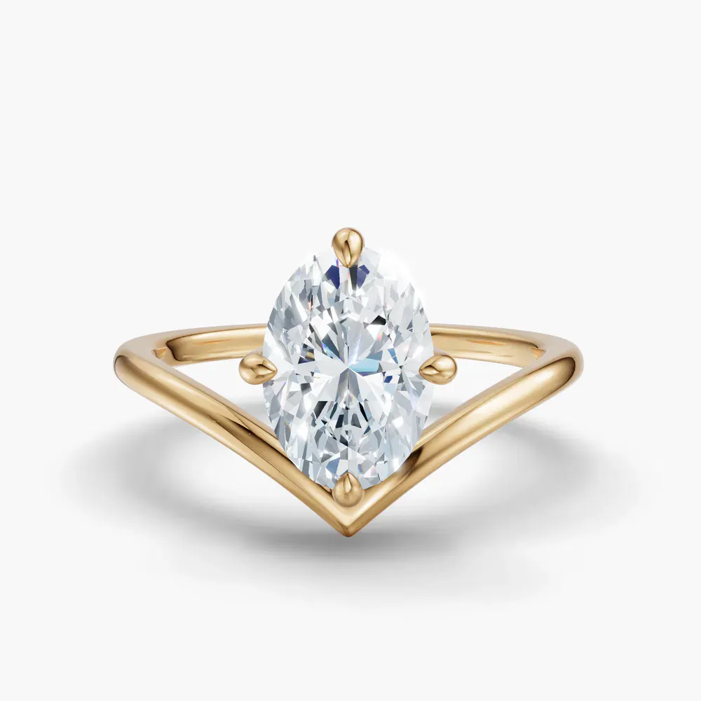 Certified 1 carat Lab Grown Diamond Oval Cut Solitaire, Floating Engagement Ring in 18K Yellow Gold-Lira