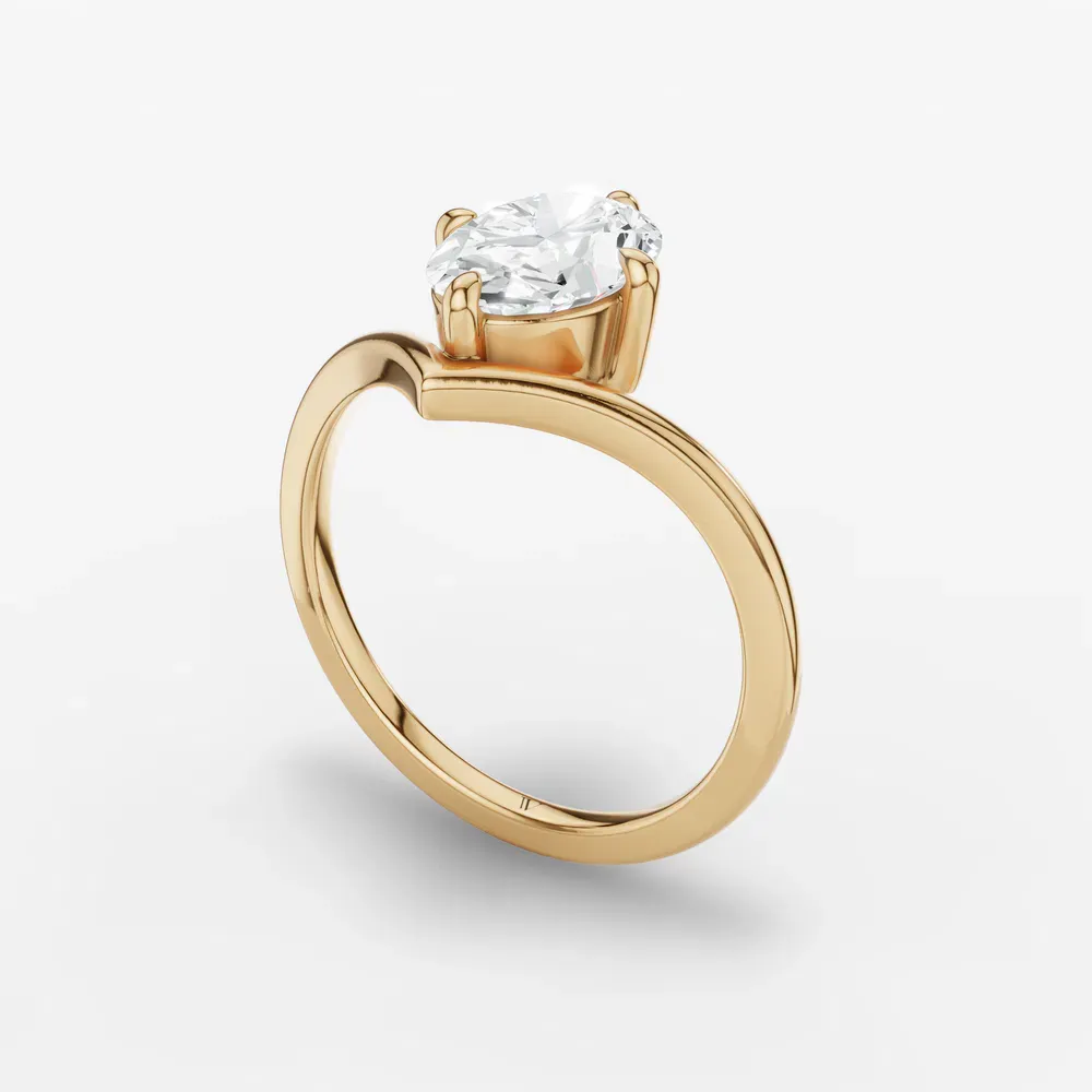 Certified 1 carat Lab Grown Diamond Oval Cut Solitaire, Floating Engagement Ring in 18K Yellow Gold-Lira