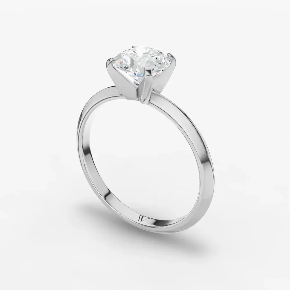 Certified 1 carat Natural Diamond Round Cut Solitaire, Classic, Simple Engagement Ring in 14K White Gold-Sylun