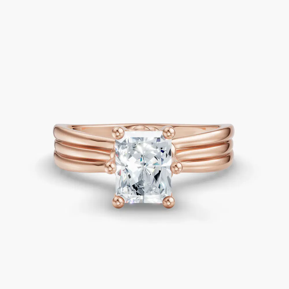 Certified 1 carat Natural Diamond Radiant Cut Solitaire, Floating Engagement Ring in 14K Rose Gold-Celest