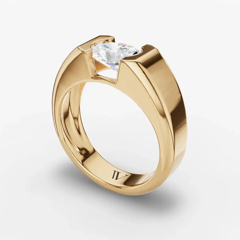 Certified 1 carat Natural Diamond Oval Cut Men's Engagement Ring in 14K Yellow Gold-Raven