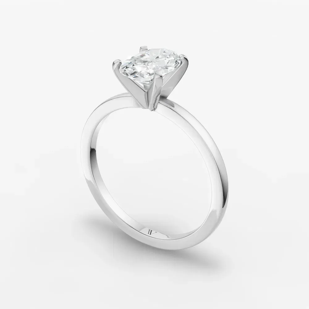 Certified 1 carat Lab Grown Diamond Oval Cut Solitaire, Classic, Simple Engagement Ring in 14K White Gold-Cara