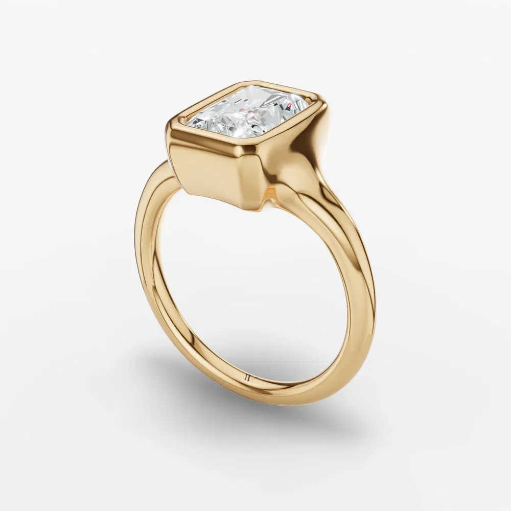 Certified 1 carat Lab Grown Diamond Radiant Cut Solitaire, Bezel Engagement Ring in 14K Yellow Gold-Zayn